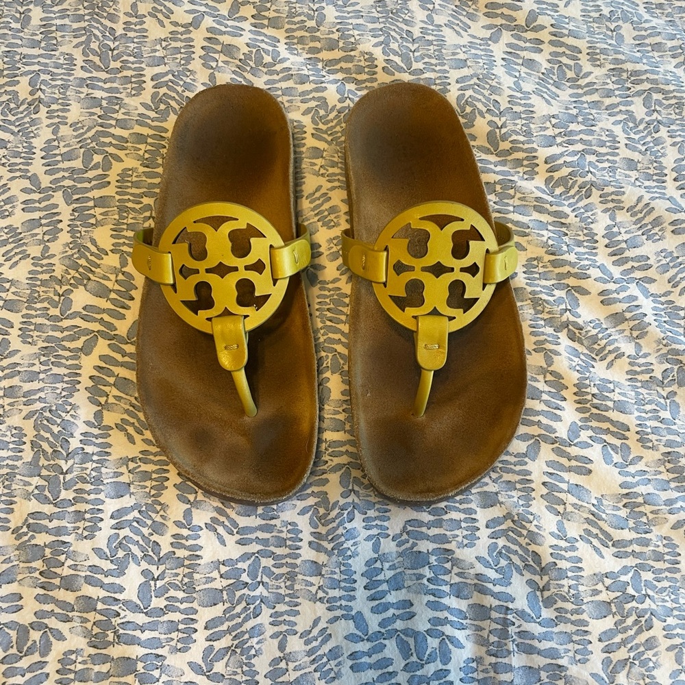 Yellow Tory Burch Miller Cloud Sandals Size 7